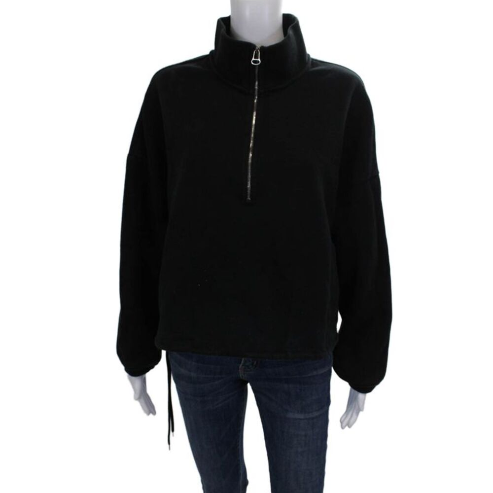 Yosemite Womens Black Cotton Pullover Sweatshirt High Neck Long Sleeve Size 1